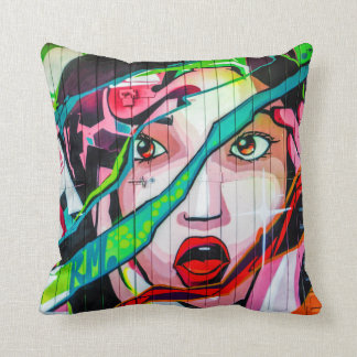 Screaming Girl Colorful Graffiti Pillow Kussen