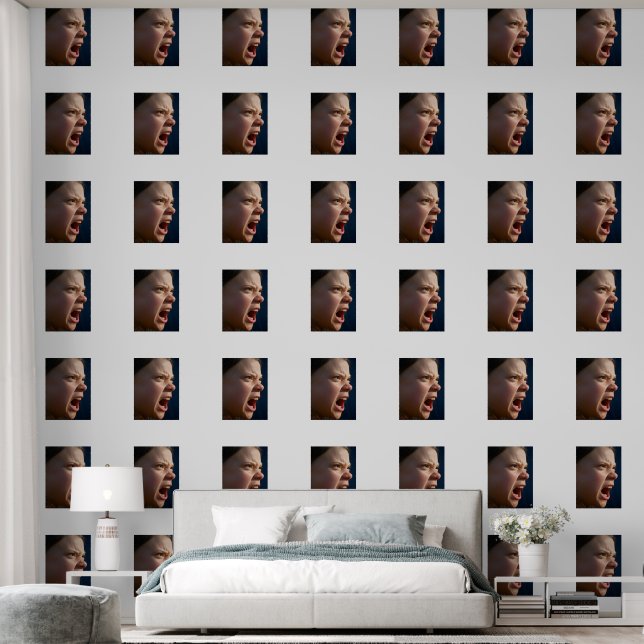 Screaming Girl wit getextureerd vinyl behang (Slaapkamer)