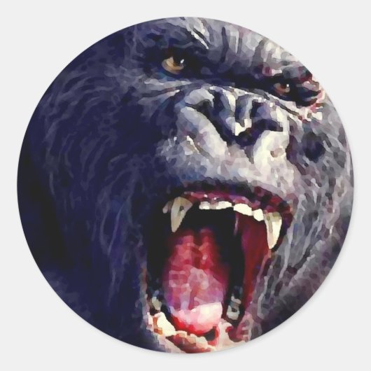 Screaming Gorilla Ronde Sticker (Voorkant)