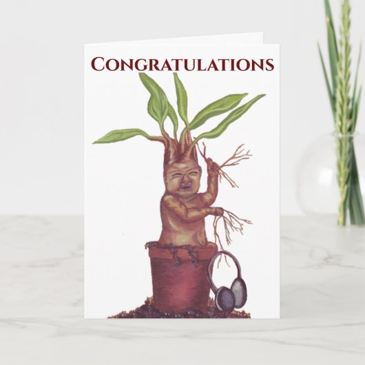 Screaming Mandrake Baby Felicitaties Kaart (Voorkant)