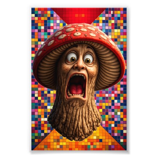 Screaming mushroom man graphic art print foto afdruk (Voorkant)