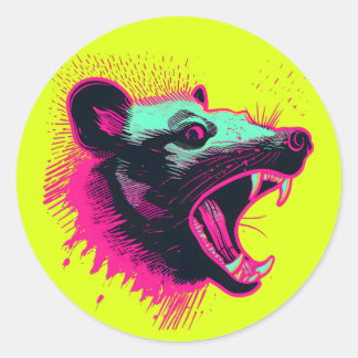 Screaming Opossum Ronde Sticker