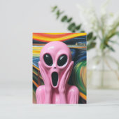 Screaming Pink Alien Briefkaart (Staand voorkant)