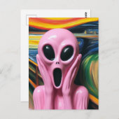 Screaming Pink Alien Briefkaart (Voorkant / Achterkant)