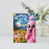 Screaming Pink Alien Fine Art Parodie Briefkaart (Staand voorkant)