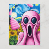 Screaming Pink Alien Sunflower Field Cotton Snoep Briefkaart (Voorkant)
