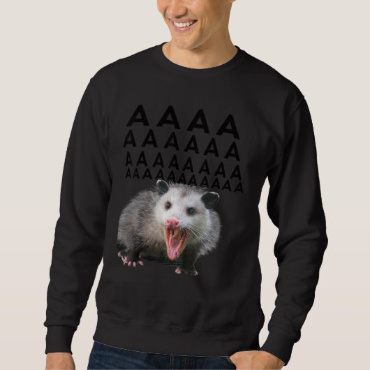 Screaming Possum Aaaa Cute Opossum Meme Mannen W Trui (Voorkant)