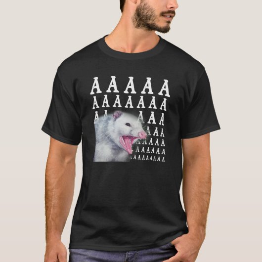 Screaming Possum Aaaa Cute Opossum Meme T-shirt (Voorkant)