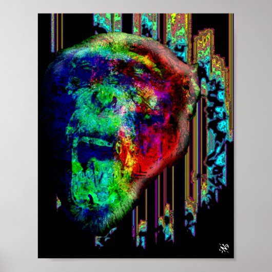 Screaming psychedelic chimp v1 poster (Voorkant)