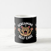Screaming Self Care Funny Cat Owners Cat Mom Dads Koffiemok (Center)