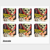  "Screaming Skull" Filmbox Vierkante Sticker (Vel)