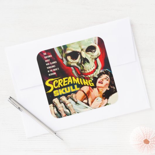  "Screaming Skull" Filmbox Vierkante Sticker (Envelop)