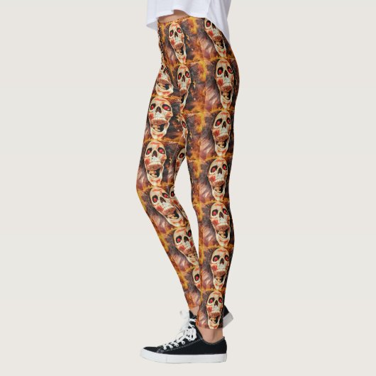 Screaming Skull Halloween Print Leggings (Links)
