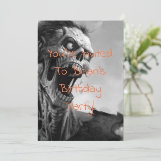 Screaming Zombie Birthday Kaart (Staand voorkant)