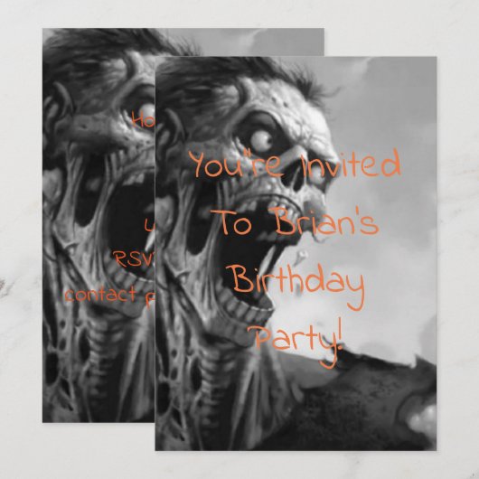 Screaming Zombie Birthday Kaart (Voorkant / Achterkant)