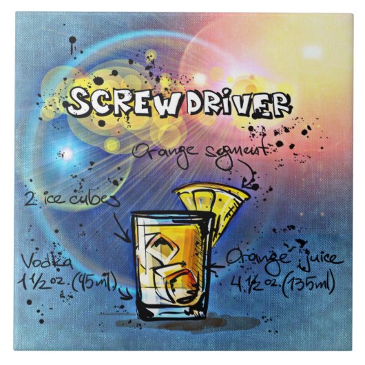 Scredriver Cocktail Recipe Blue Bar Tegeltje (Voorkant)