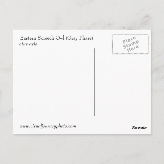 Screech Owl briefkaart (Achterkant)