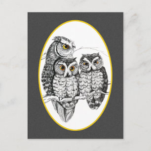Screech Owl Family Briefkaart