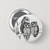 Screech Owl Family Button (Voorkant /achterkant)