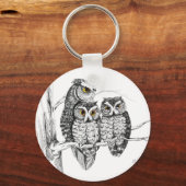 Screech Owl Family Sleutelhanger (Voorkant)