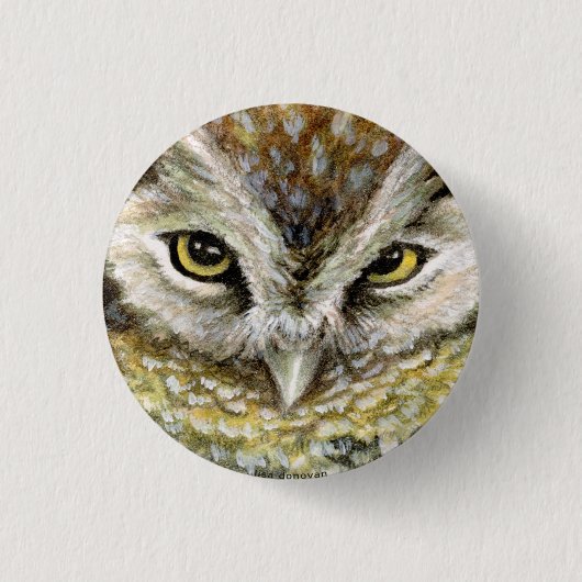 Screech Owl Pin Ronde Button 3,2 Cm (Voorkant)
