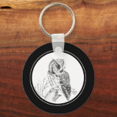 Screech Owl Sleutelhanger in potlood (Voorkant)
