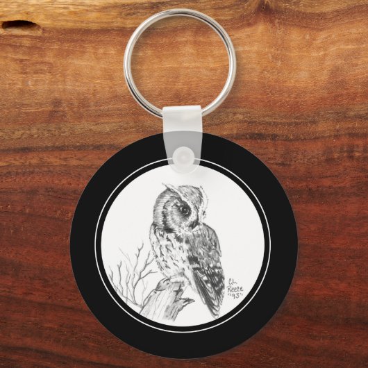 Screech Owl Sleutelhanger in potlood (Voorkant)