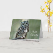 Screech Owl Tree Branch Foto Sympathie Kaart (Gele Bloem)