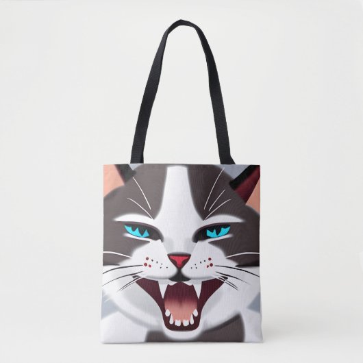 Screeching Blue Eyed Cat Tote Bag (Voorkant)
