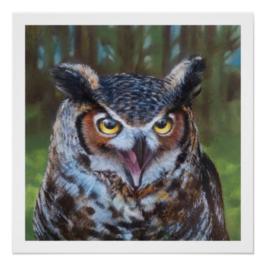Screeching Owl Poster Print (Voorkant)
