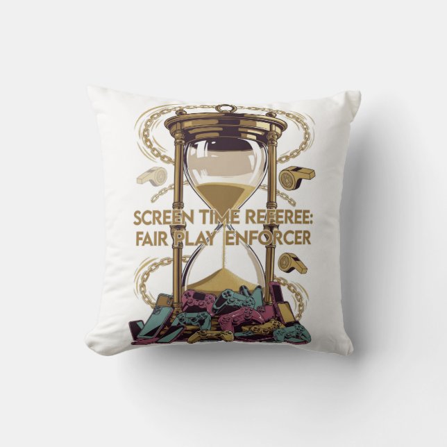 Screen Time Referee T Shirt, Fair Play Enforcer Kussen (Voorkant)