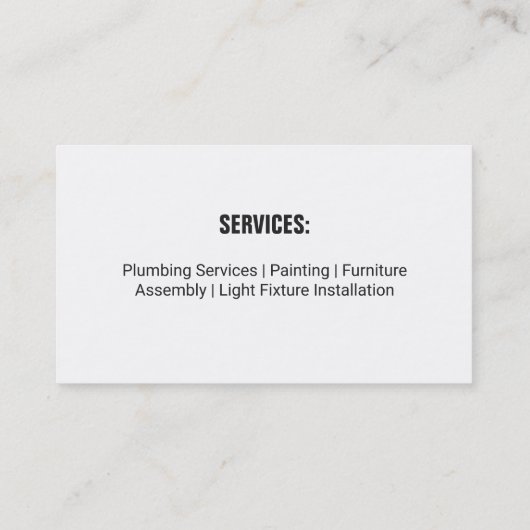 Screendriver Cutter Spanner Tools Handyman Visitekaartje (Achterkant)