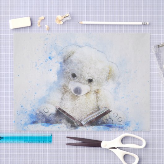 Screenisch op Teddy Bear Reading Tissuepapier (Craft)