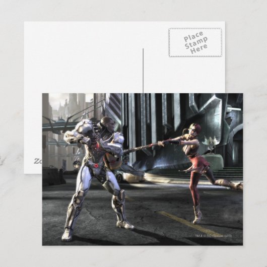 Screenshot: Cyborg vs Harley Briefkaart (Voorkant / Achterkant)