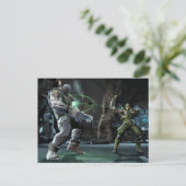 Screenshot: Grundy vs Green Arrow Briefkaart (Staand voorkant)