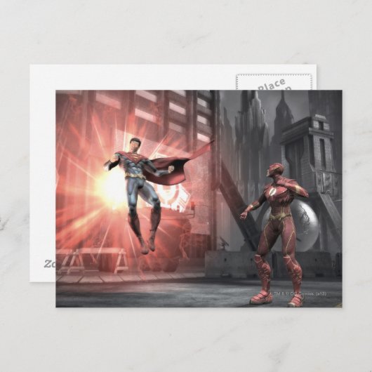 Screenshot: Superman vs Flash Briefkaart (Voorkant / Achterkant)