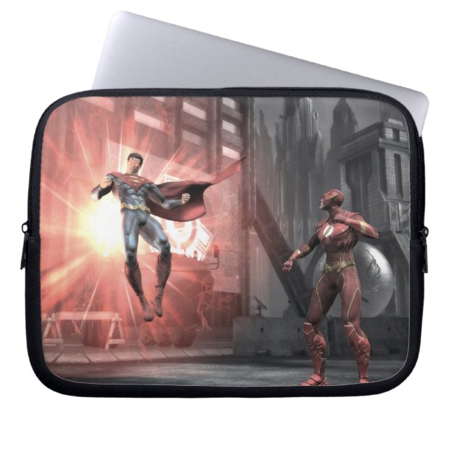 Screenshot: Superman vs Flash Laptop Sleeve (Voorkant)