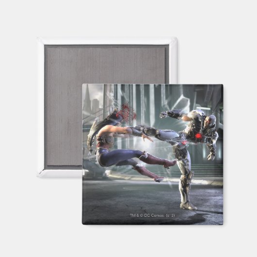 Screenshot: Wonder Woman vs Cyborg Magneet (Voorkant / Achterkant)