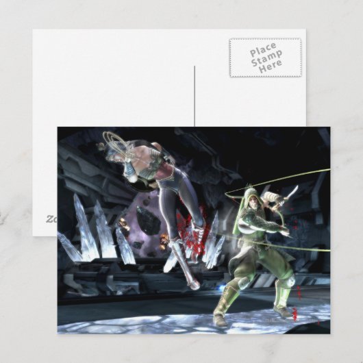 Screenshot: Wonder Woman vs Green Arrow Briefkaart (Voorkant / Achterkant)