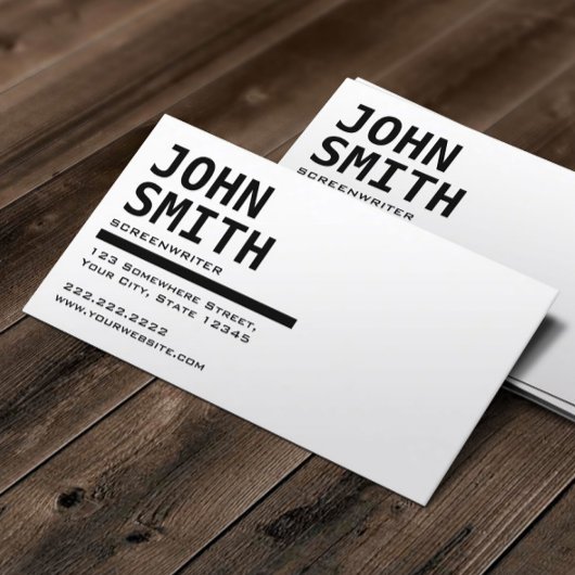 Screenwriter Black & White minimalist Visitekaartje