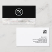 Screenwriter Bold Silver Quill Paper Icon Elegant Visitekaartje (Voorkant / Achterkant)
