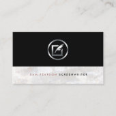Screenwriter Bold Silver Quill Paper Icon Elegant Visitekaartje (Voorkant)