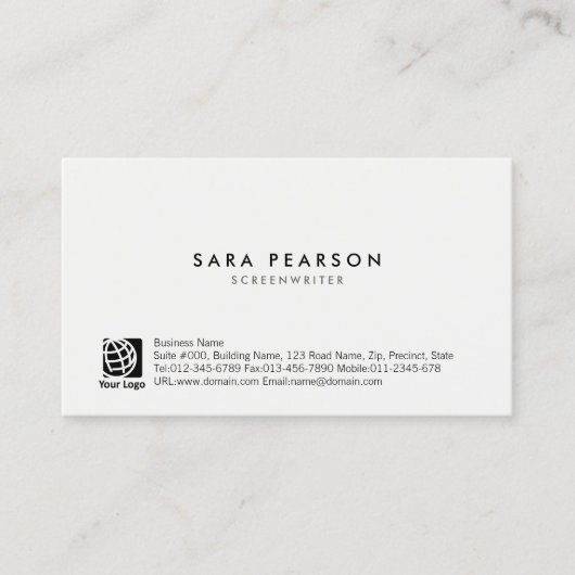 Screenwriter Eenvoudig minimaal Visitekaartje (Voorkant)