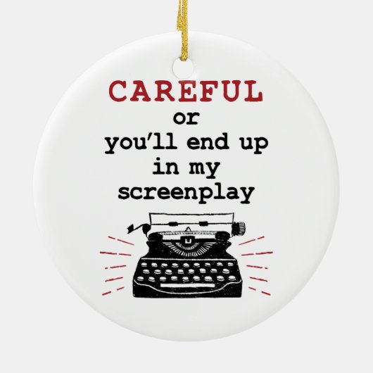 Screenwriter eindigt voorzichtig in mijn schermwee keramisch ornament (Achterkant)