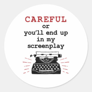 Screenwriter eindigt voorzichtig in mijn schermwee ronde sticker
