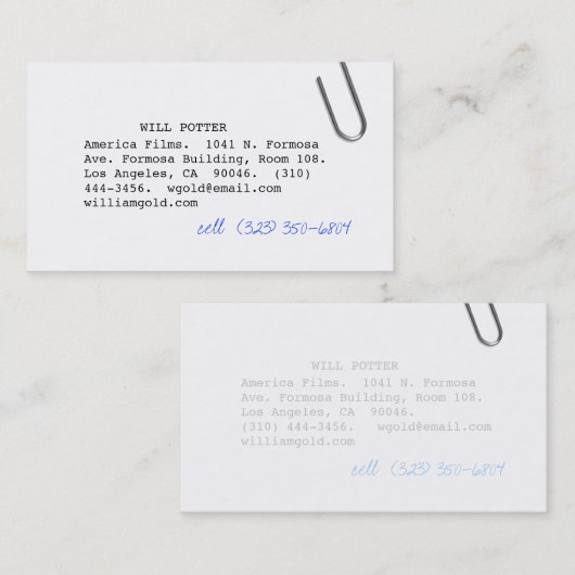 Screenwriter iii visitekaartje (Voorkant / Achterkant)