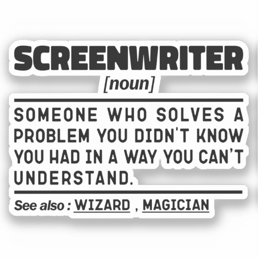 Screenwriter Noun Definition Screenwriting Grappig Sticker (Voorkant)