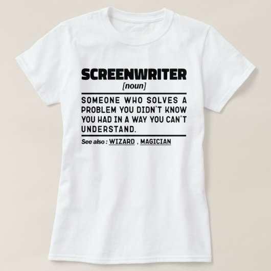 Screenwriter Noun Definition Screenwriting Grappig T-shirt (Design voorkant)