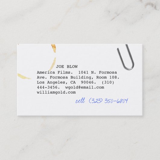 Screenwriter vi visitekaartje (Voorkant)