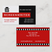Screenwriter zwart, wit, rood in het oog springend visitekaartje (Voorkant / Achterkant)